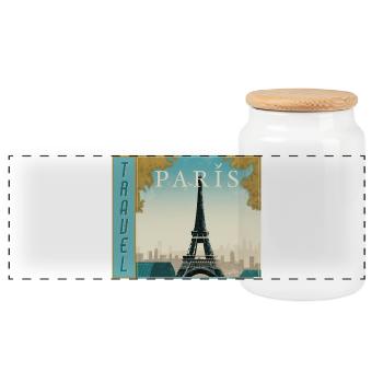 Affiche rétro de voyage de voyage à Paris - Boîte à biscuits avec couvercle en bois - blanc - Devant