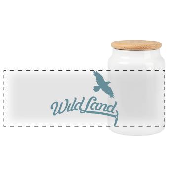 Wild Land Freedom Outdoor Travel Design - Panoramic Cookie Jar with Wooden Lid - white - Front