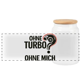 Ohne Turbo Ohne Mich Logo - Panorama Keksdose mit Holzdeckel - Weiß - Vorne