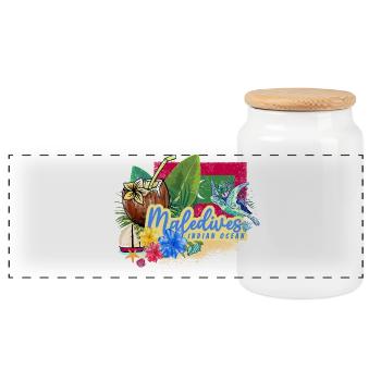 Malediven Schildkröte Retro Indischer Ozean Design - Panorama Keksdose mit Holzdeckel - Weiß - Vorne