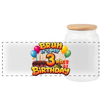 3rd birthday shirt 3rd birthday gift boy girl 3rd - Panoramic Cookie Jar with Wooden Lid - white - Front