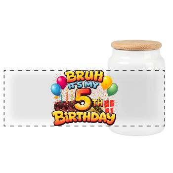 5th birthday shirt 5th birthday shirt boy 5 year - Panoramic Cookie Jar with Wooden Lid - white - Front