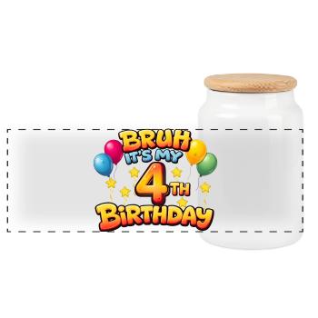 4th birthday shirt birthday shirt for boy 4 year - Panoramic Cookie Jar with Wooden Lid - white - Front