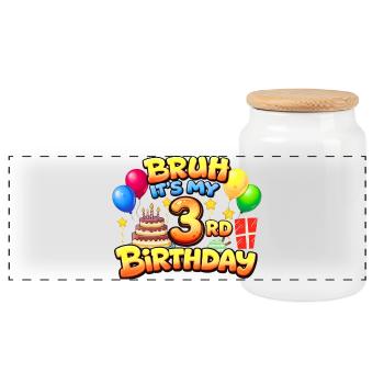 3rd birthday shirt 3rd birthday gift boy girl 3rd - Panoramic Cookie Jar with Wooden Lid - white - Front