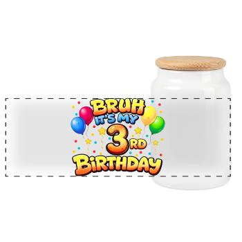 3rd birthday shirt 3rd birthday gift boy girl 3rd - Panoramic Cookie Jar with Wooden Lid - white - Front