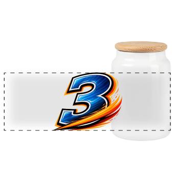 Number 3 Football Shirt Defensive Player Team - Panoramic Cookie Jar with Wooden Lid - white - Front