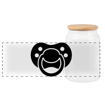 Pacifier Silhouette – Baby Design - Panoramic Cookie Jar with Wooden Lid - white - Front