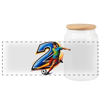 Conception d’action du joueur de maillot numéro 2 - Boîte à biscuits avec couvercle en bois - blanc - Devant