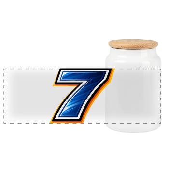 Number 7 Football Jersey Sporty Design - Panoramic Cookie Jar with Wooden Lid - white - Front