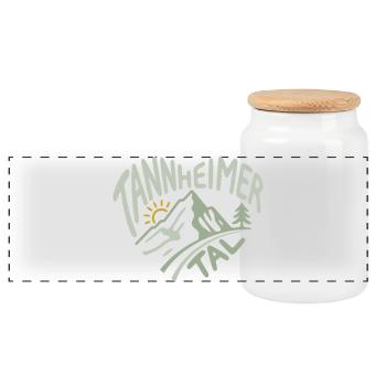Tannheimer Tal Alps Heart Panorama - Panoramic Cookie Jar with Wooden Lid - white - Front
