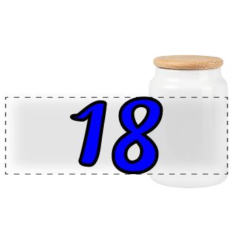 18. 18 YEARS OLD. 18th ANNIVERSARY. 18 BIRTHDAY. - Panoramic Cookie Jar with Wooden Lid - white - Front
