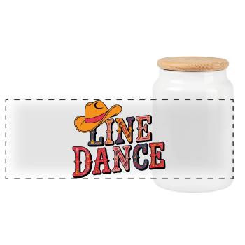 Couleurs de danse en ligne avec chapeau de cowboy - Boîte à biscuits avec couvercle en bois - blanc - Devant