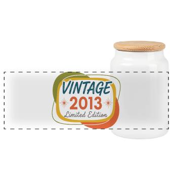 Vintage 2013 Anniversaire Rétro Limité - Boîte à biscuits avec couvercle en bois - blanc - Devant