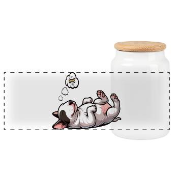 Bull Terrier miniature Bully Bull Terrier Propriétaire - Boîte à biscuits avec couvercle en bois - blanc - Devant
