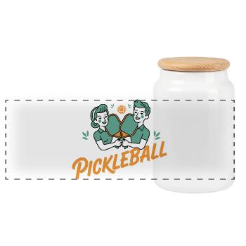 Pickleball Funny Player Pickle-Ballfeld-Paddles - Panorama Keksdose mit Holzdeckel - Weiß - Vorne