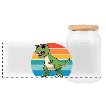 Trex Tyrannosaurus Rex T-Rex Dino Dinosaure - Boîte à biscuits avec couvercle en bois - blanc - Devant