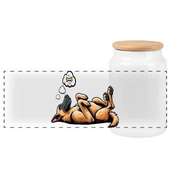 Malinois Belgian Shepherd Malinois Owner - Panoramic Cookie Jar with Wooden Lid - white - Front