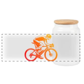 Gift idea for a road bike with road bike - Panoramic Cookie Jar with Wooden Lid - white - Front