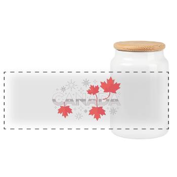 Canada Maple Leaf Gift Idea - Panoramic Cookie Jar with Wooden Lid - white - Front