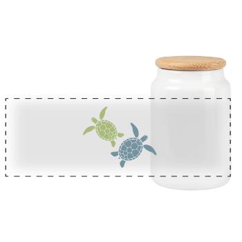 Sea Turtle Duo Ocean Beach Hawaii Marine Life Vibe - Panoramic Cookie Jar with Wooden Lid - white - Front
