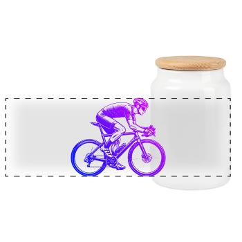 Gift idea for a road bike with road bike - Panoramic Cookie Jar with Wooden Lid - white - Front