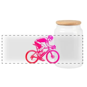 Gift idea for a road bike with road bike - Panoramic Cookie Jar with Wooden Lid - white - Front