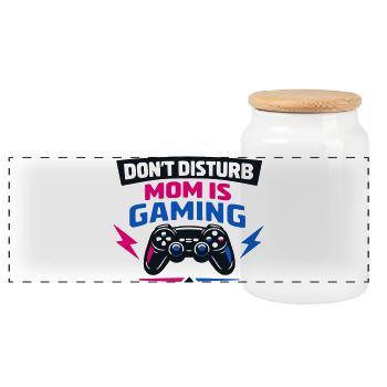 Ne dérangez pas maman joue - Boîte à biscuits avec couvercle en bois - blanc - Devant
