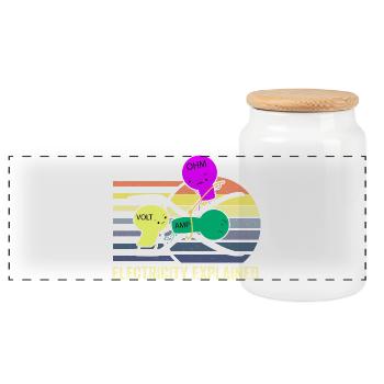 Trio Électricité : Ohm Amp-Volt - Boîte à biscuits avec couvercle en bois - blanc - Devant