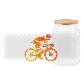 Gift idea for a road bike with road bike - Panoramic Cookie Jar with Wooden Lid - white - Front