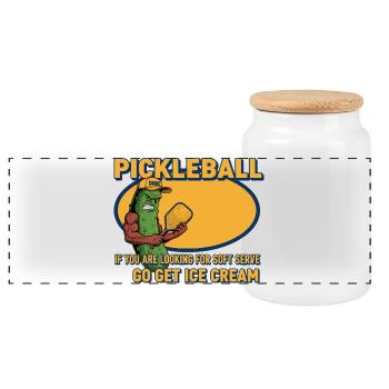 Pickleball-lustiger Spieler Hol dir Cream Soft - Panorama Keksdose mit Holzdeckel - Weiß - Vorne