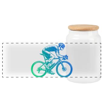 Gift idea for a road bike with road bike - Panoramic Cookie Jar with Wooden Lid - white - Front
