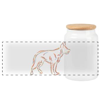 German Shepherd Drawing - Panoramic Cookie Jar with Wooden Lid - white - Front