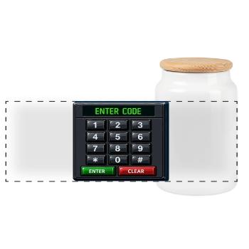 Enter Code Keypad Neon - Panoramic Cookie Jar with Wooden Lid - white - Front