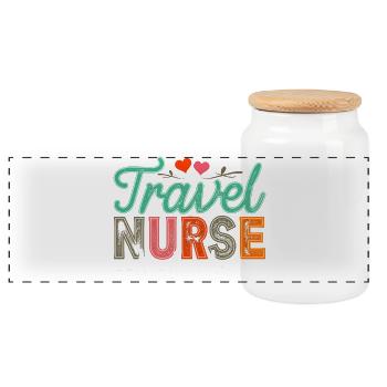 Reisepflegerin-Design Herzschlag Travel Nurse - Panorama Keksdose mit Holzdeckel - Weiß - Vorne