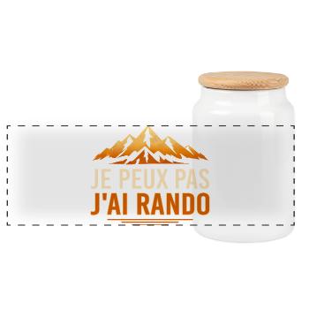 Je peux pas j’ai rando humour randonnée trek - Boîte à biscuits avec couvercle en bois - blanc - Devant