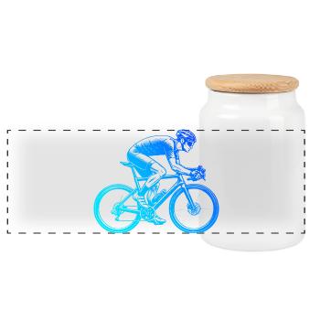 Gift idea for a road bike with road bike - Panoramic Cookie Jar with Wooden Lid - white - Front