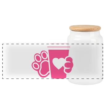 Pfote Kaffee Tasse Flat Design - Panorama Keksdose mit Holzdeckel - Weiß - Vorne