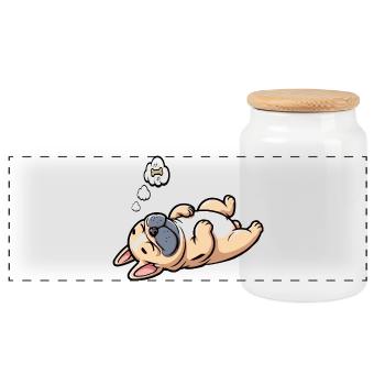 Bouledogue français Frenchie Propriétaire de Frenchie - Boîte à biscuits avec couvercle en bois - blanc - Devant