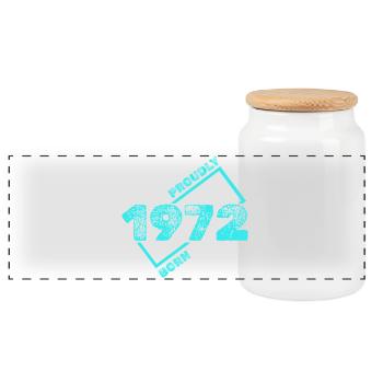 Gift idea 1972 - Panoramic Cookie Jar with Wooden Lid - white - Front