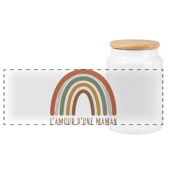 Arc-en-ciel Amour d'une Maman - Boîte à biscuits avec couvercle en bois - blanc - Devant