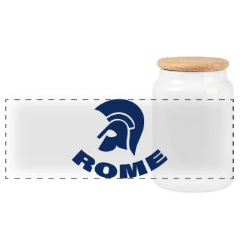 Rome - Panoramic Cookie Jar with Wooden Lid - white - Front
