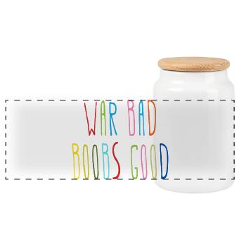 War Bad Boobs Good Lustiger Spruch  - Panorama Keksdose mit Holzdeckel - Weiß - Vorne