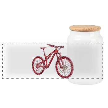 MTB Mosaic – Mountain Bike as an Art Object - Panoramic Cookie Jar with Wooden Lid - white - Front