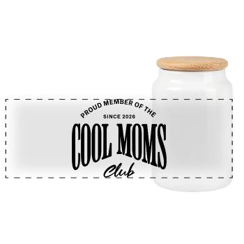 Mama 2026 - Proud member of the Cool Moms Club - Panorama Keksdose mit Holzdeckel - Weiß - Vorne