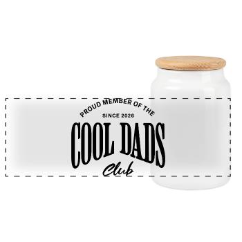 Cool dads club - Stolzes Mitglied - Papa 2026 - Panorama Keksdose mit Holzdeckel - Weiß - Vorne