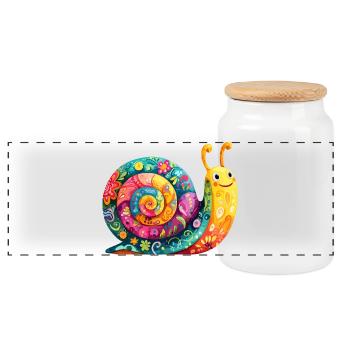 Colourful spiral - Panoramic Cookie Jar with Wooden Lid - white - Front
