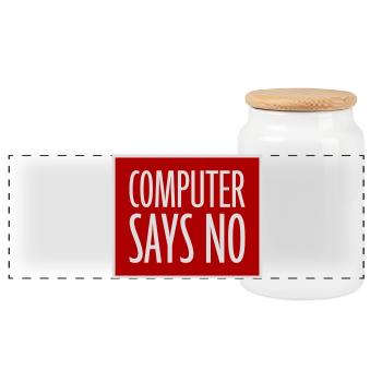 Computer Says No Lustig Programmierer Nerd Technik - Panorama Keksdose mit Holzdeckel - Weiß - Vorne