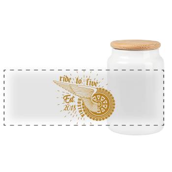 Ride to Live Biker Men's Gift - Panoramic Cookie Jar with Wooden Lid - white - Front