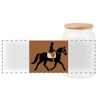 Cavalier équestre passe-temps - Boîte à biscuits avec couvercle en bois - blanc - Devant