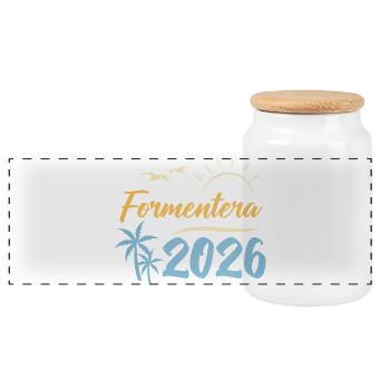 Formentera 2026 - Panorama Keksdose mit Holzdeckel - Weiß - Vorne